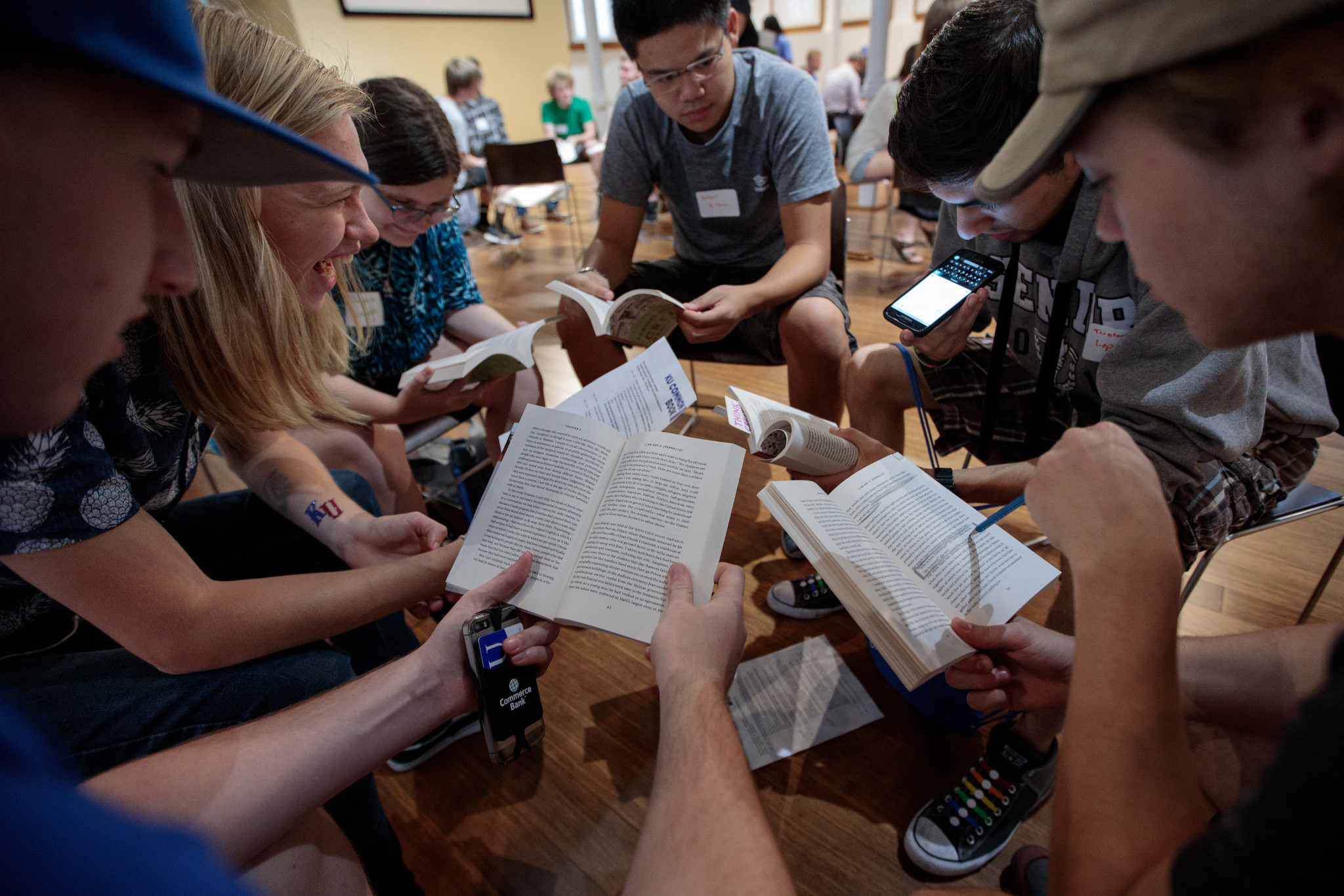 Students reading common book